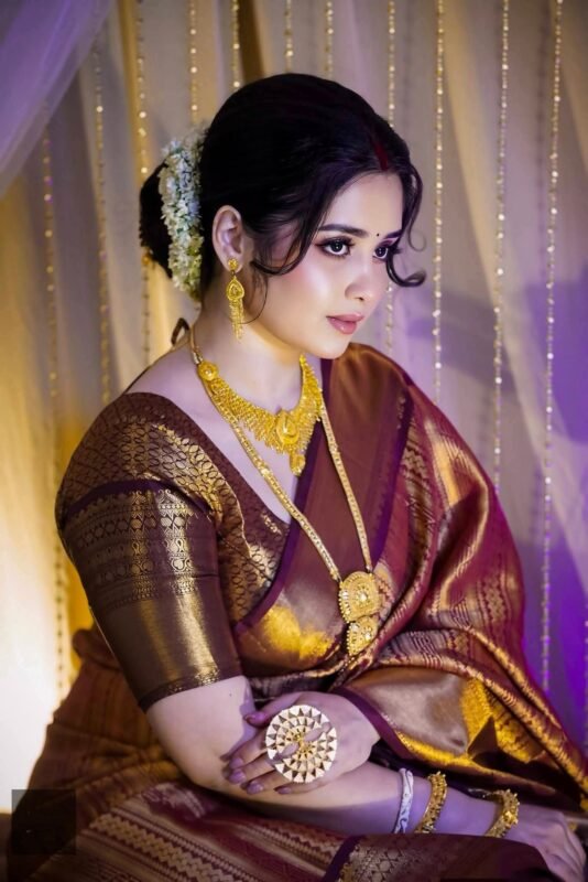 ব্লাউজ পিস সহ প্রিমিয়াম কাঞ্চিপুরম শাড়ি