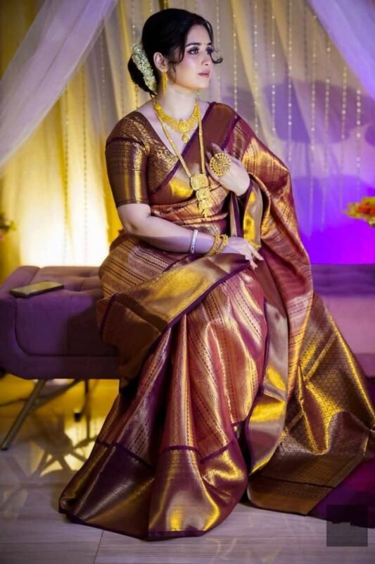 ব্লাউজ পিস সহ প্রিমিয়াম কাঞ্চিপুরম শাড়ি